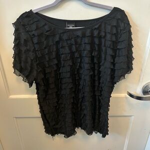 George Black Layered Ruffle Blouse